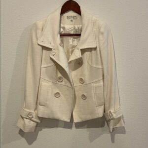 Lovely Girl Women's Elegant Cream Pea Coat
